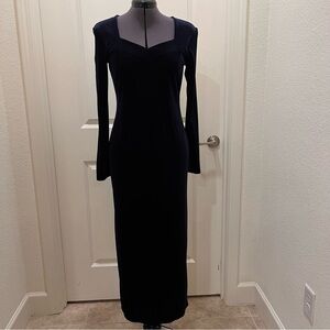 90’s Elegant Long Sleeve Navy Dress - whimsigoth